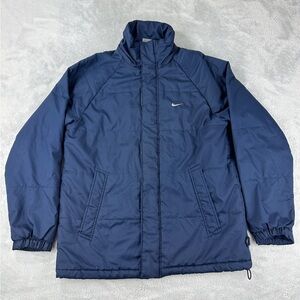 Nike Vintage Y2K Puffer Jacket Navy Blue Men's Medium
